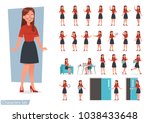 set of women working in office... | Shutterstock .eps vector #1038433648