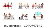 set of business people working... | Shutterstock .eps vector #1040947942