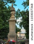 Small photo of WARSAW, POLAND - July, 2016 Statue of Our Lady Who Helps Christians of Passau, it was founded and constructed by Jozef Bellotti. Built in 1683