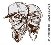 line vector of two skulls... | Shutterstock .eps vector #2026381415