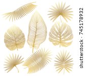 set tropical leaf isolated.... | Shutterstock .eps vector #745178932