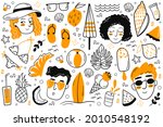 summer doodles set. vector... | Shutterstock .eps vector #2010548192