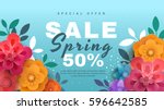 Spring Sale Banner With Paper...