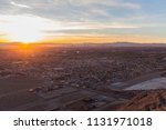 Sunrise dawn view of Las Vegas from Lone Mountain Peak in Clark County Nevada.  