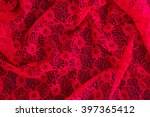Red Lace Background. Close Up.