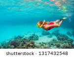 Young Happy Girl In Snorkeling...