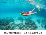 Young Happy Girl In Snorkeling...