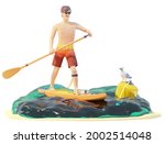 happy young man is paddling on... | Shutterstock . vector #2002514048