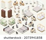 vector isometric home furniture ... | Shutterstock .eps vector #2073941858