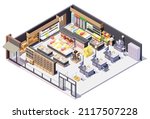 vector isometric supermarket or ... | Shutterstock .eps vector #2117507228