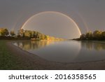 Double Rainbow Over Lake In...