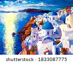 Oil Painting. Santorini...