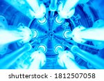 Small photo of Ultraviolet lamps in a water disinfection plant