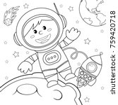 astronaut in space. black and... | Shutterstock .eps vector #759420718