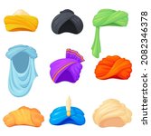 arabic turban set. indian... | Shutterstock .eps vector #2082346378