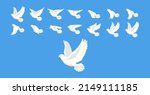 Pigeon animation. Bird motion wings in heaven, birds sequence frame sprite cycle movement flight feather 2d animated dove flying migratory pigeons, cartoon vector illustration. Bird dove animation