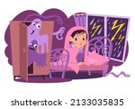 children nightmares. scared... | Shutterstock .eps vector #2133035835