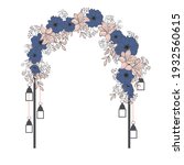 wedding arch with blue and pink ... | Shutterstock .eps vector #1932560615