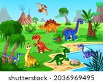 Dinosaur Prehistoric Landscape. ...