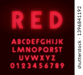 red neon alphabet font. letters ... | Shutterstock .eps vector #1396841192