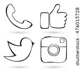 social media icon set. hand... | Shutterstock .eps vector #476015728