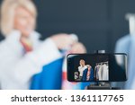 senior lady vlogger. fashion... | Shutterstock . vector #1361117765