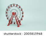 3d object ferris wheel on a white isolated background. Red Ferris wheel, 3d graphics. Close-up