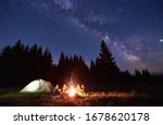 Night Camping Near Bright Fire...