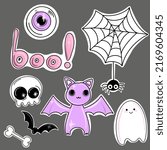 vector set of creepy stickers... | Shutterstock .eps vector #2169604345