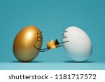 Small photo of Leadership tussle among two opponents (eggs). Concept of competition.