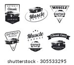 Set Of Classic Muscle Car Logo  ...
