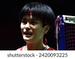 Small photo of Wang Zhi Yi from China winning the woman single of Daihatsu Indonesia Masters 2024 badminton championship in Istora Senayan, Jakarta, Indonesia. 28 January 2024