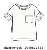 flat sketch of girls top | Shutterstock .eps vector #2045611538