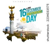 Small photo of Kazakhstan Independence Day Poster on a blurred background. 16 December 1991