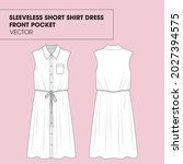  sleeveless shirt dress with... | Shutterstock .eps vector #2027394575