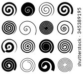 Set of simple spiral elements, isolated vector graphic