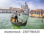 Fabulous morning cityscape of Venice with famous Canal Grande and Basilica di Santa Maria della Salute church. Location: Venice, Veneto region, Italy, Europe