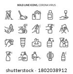 corona virus  bold line icons.... | Shutterstock .eps vector #1802038912