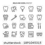 Dentist, bold line icons. The illustrations are a vector, editable stroke, 48x48 pixel perfect files. Crafted with precision and eye for quality.