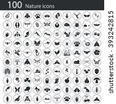 set of one hundred nature icons  | Shutterstock .eps vector #393242815