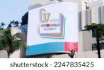 Small photo of Jakarta, January 11,2023: The 49th G7 summit logo seen on billboard and will take place from May 19th -21st 2023 in Hiroshima, Japan. "G7" for " Group of Seven