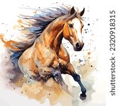 hand drawn watercolor horse...