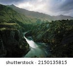 Small photo of New Zealand, Otago, Skippers Canyon, river in mountainous landscape - stock photo