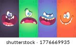 cartoon monster faces set.... | Shutterstock . vector #1776669935