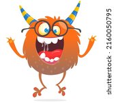 funny cartoon monster wearing... | Shutterstock .eps vector #2160050795