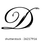Letter D - Script - stock vector