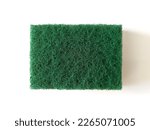 Aerial view Dishwashing sponge isolated on white background. Sponge scourer health care for cleaning dish and glass on white background. Washing sponge Close up.