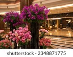 Small photo of Flowers in the foyer. hotel lobby . High quality photo