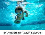 Underwater young boy fun in the ...
