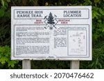 Small photo of Pence, Wisconsin USA - 9-14-2019: Informational sign at site of Plummer Mine which operated from 1904 to 1924. Headframe still exists.
